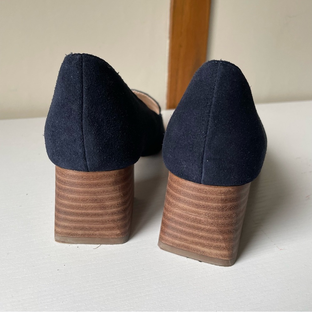 Sole Society Navy Blue Block Heel Pumps Sz 8.5 - Picture 4 of 9